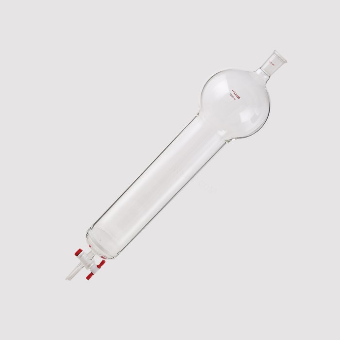 具砂板存储球闪式层析柱 1000ml，G2砂板，外径：80mm，有效长度：305mm，四氟节门孔径：4mm，24/40 …