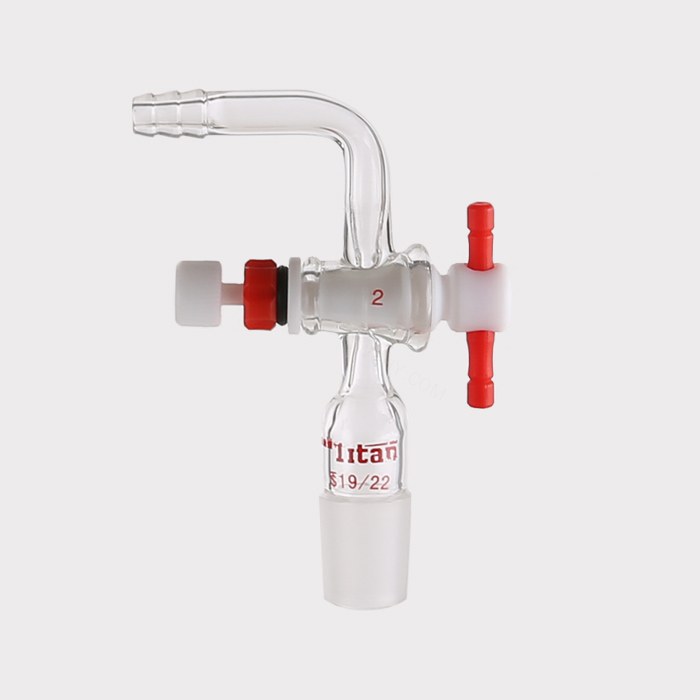 90&deg;接头 具2mm精细可调四氟节门，外磨口：19/22 特优级