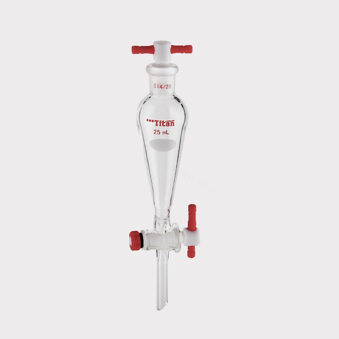 具四氟塞分液漏斗  上磨口：14/20，四氟节门：2 mm，25ml 特优级 - ACESUN艾斯琳