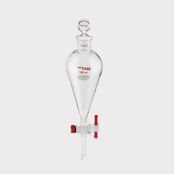 具玻璃塞分液漏斗  上磨口：19/22，四氟节门：2 mm，100ml 特优级 - ACESUN艾斯琳
