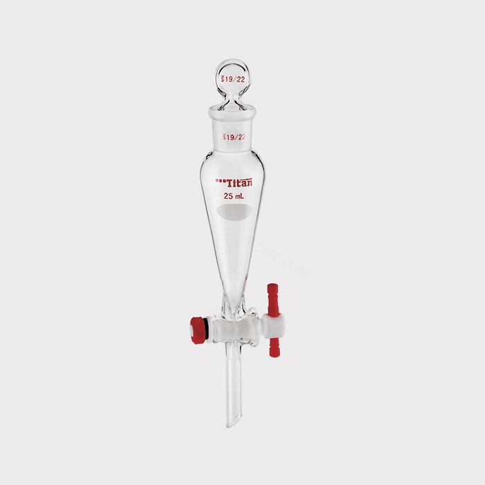 具玻璃塞分液漏斗 上磨口：19/22，四氟节门：2 mm，25ml 特优级 - ACESUN艾斯琳