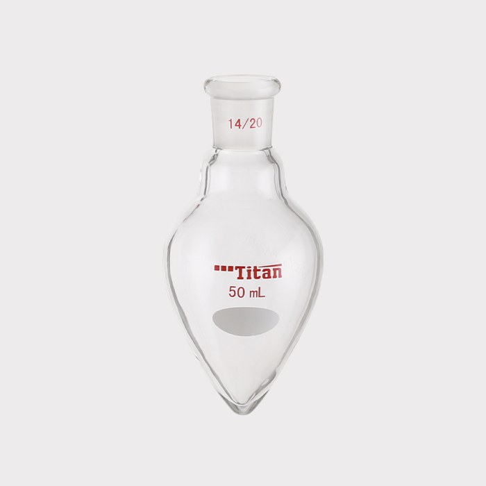厚壁鸡心磨口烧瓶 高强度，脖加长：15mm，磨口：14/20，50ml 特优级