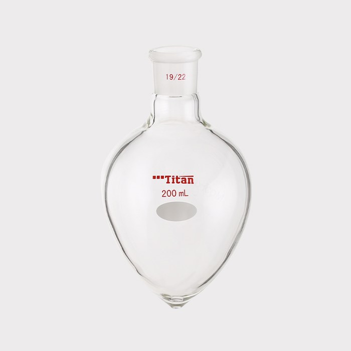 厚壁鸡心磨口烧瓶 高强度，脖加长：15mm，磨口：19/22，200ml 特优级