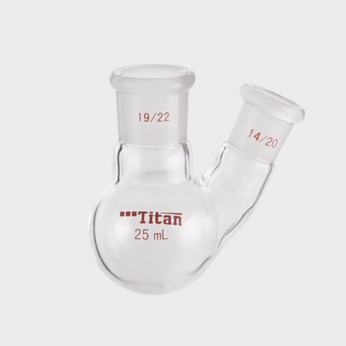 厚壁斜两口瓶 中间磨口：19/22，侧磨口：14/20，25ml 特优级