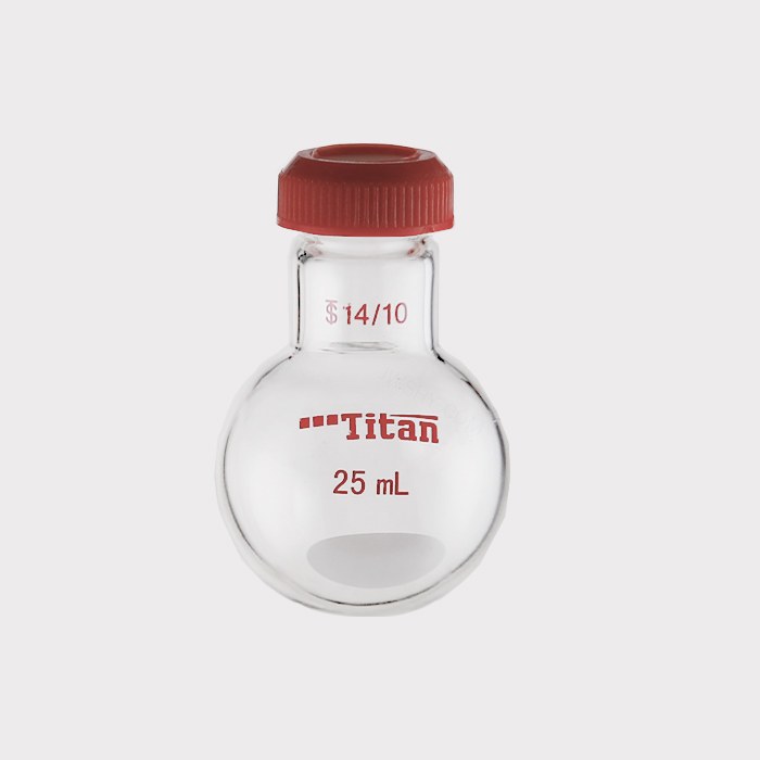 微量螺纹口圆底烧瓶 磨口：14/10，25ml 特优级
