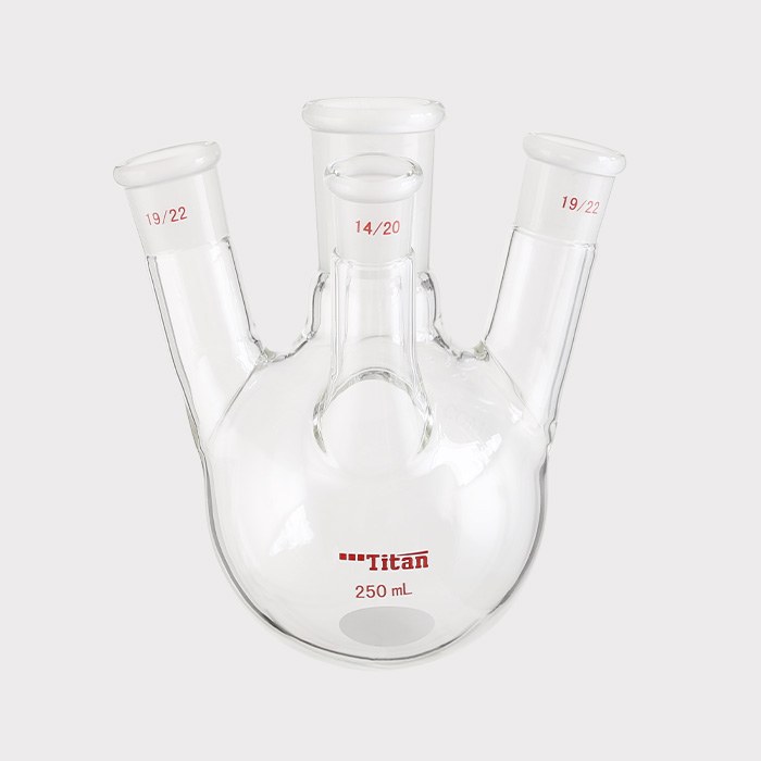 斜四口烧瓶 中间磨口：24/40，侧磨口：19/22，前磨口：14/20，250ml 特优级