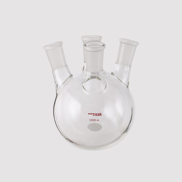 斜四口烧瓶 中间磨口：24/40，侧磨口：24/40，前磨口：24/40，1000ml 特优级 爆款