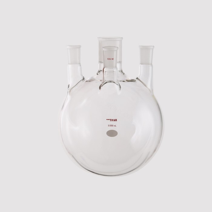 直四口烧瓶 中间磨口：45/50，侧磨口：24/40，前磨口：24/40，5000ml 特优级