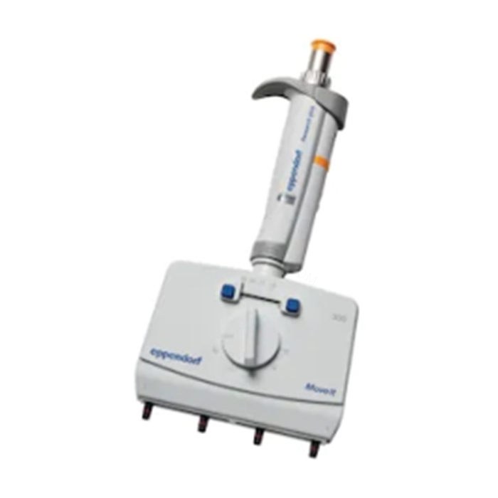 Eppendorf Research plus MoveIt可调间距手动移液器,4通道,30-300ul,桔黄色