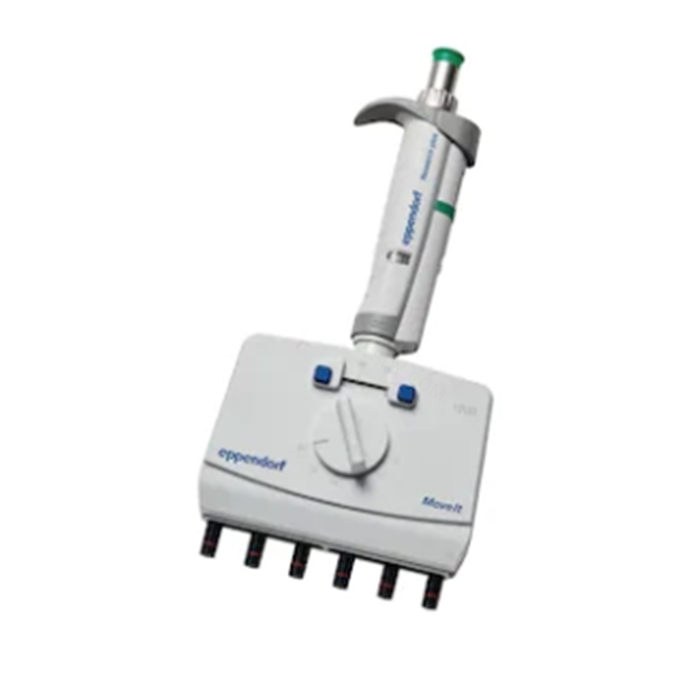 Eppendorf Research plus MoveIt可调间距手动移液器,6通道,120-1200ul,深绿色