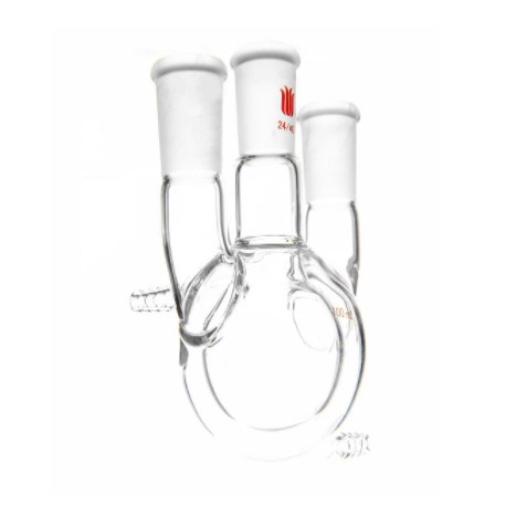 夹套全包式直三口瓶 主口24/40  侧口24/40  100ml - 欣维尔