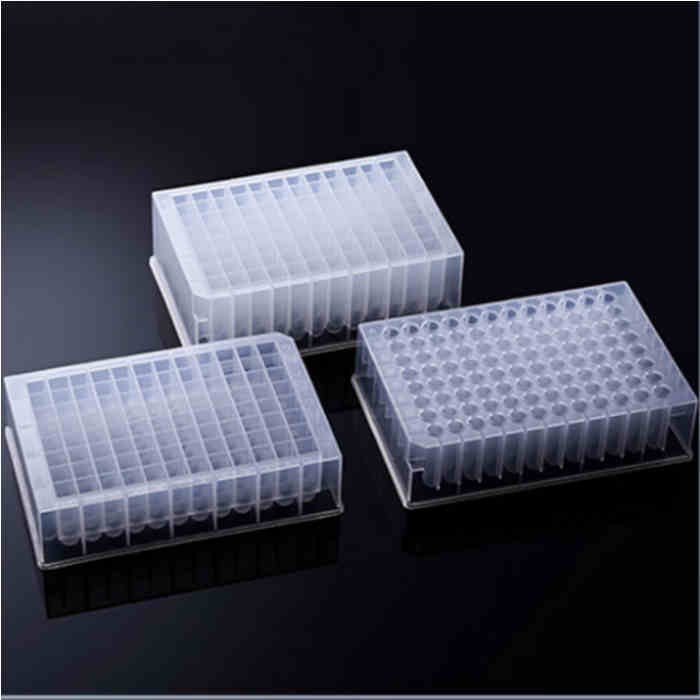 96孔深孔板 2.2ml 已灭菌 半透明 方形孔 V型底 PP材质 不带盖
