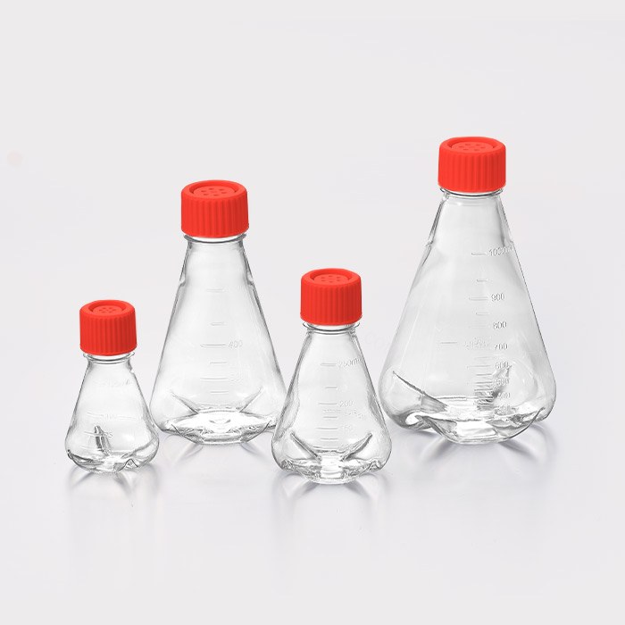 三角培养摇瓶 125ml PC材质 悬浮型 滤膜盖 带挡板 独立包装 已灭菌 无DNA/RNA酶 无热原