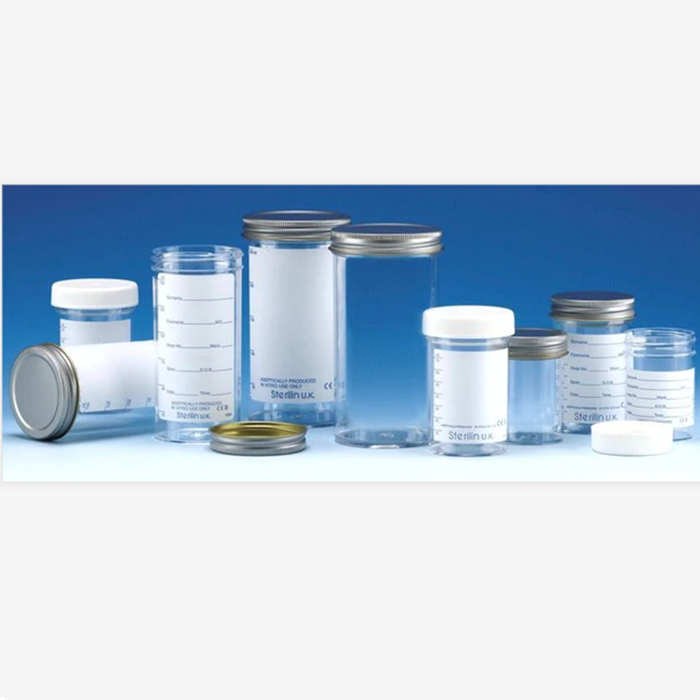 LPESterilin™ 60ml容器,金属盖,聚苯乙烯材质,简易标签,无菌
