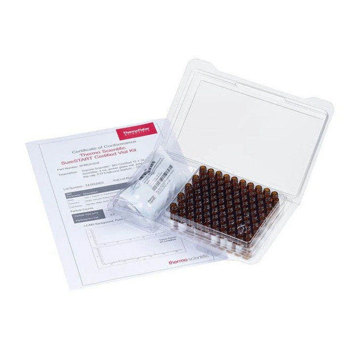 样品瓶套装 2mL棕色螺口 9mm SureSTART短螺纹样品瓶 带书写标签+AVCS蓝色PP盖 白色硅胶/米色PTF