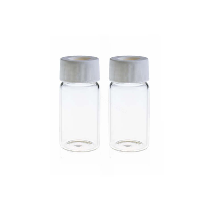 TOC样品瓶套装: 20mL透明样品瓶 24-400螺口&amp;白色开孔盖 本色PTFE/白色硅胶垫(TOC<1…