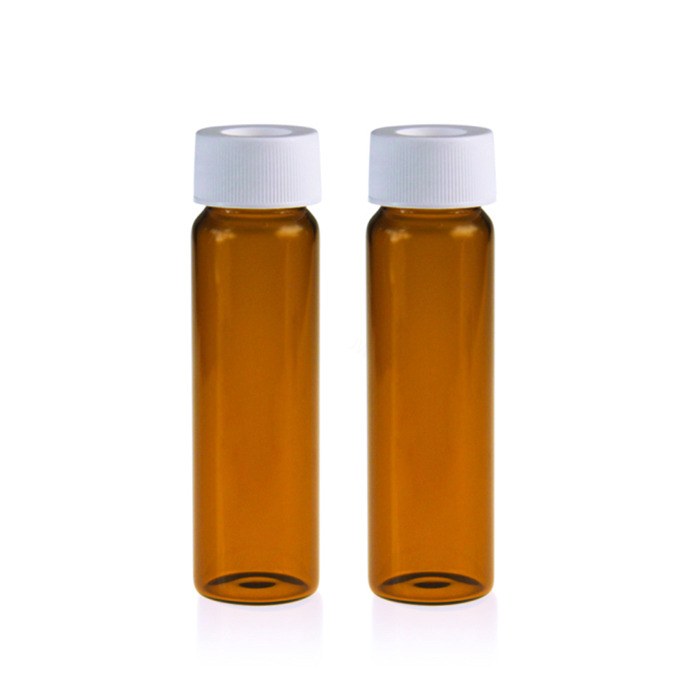 TOC样品瓶套装: 40mL棕色样品瓶 24-400螺口&amp;白色开孔盖 本色PTFE/白色硅胶垫(TOC<1…
