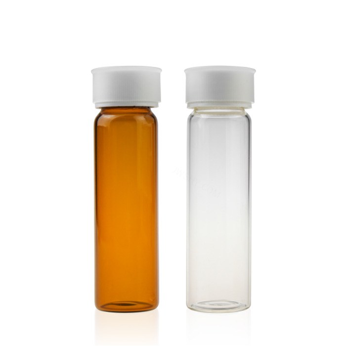 TOC样品瓶套装: 40mL透明样品瓶 24-400螺口&amp;白色开孔盖 本色PTFE/白色硅胶垫(TOC<1…