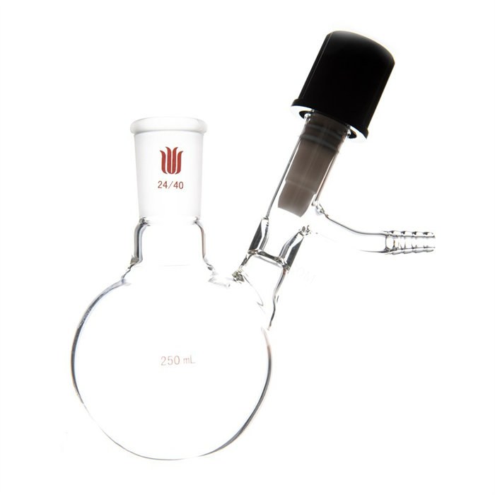 反应瓶,8mm高真空阀,250ml,24/40 - MANSWARE