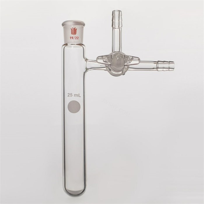 反应管，玻璃三通节门，磨口：19/22，容量：25ml - 欣维尔