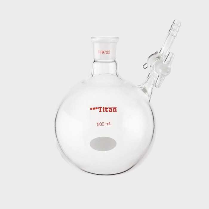 具侧管玻璃节门反应瓶 磨口:19/22,500ml 特优级