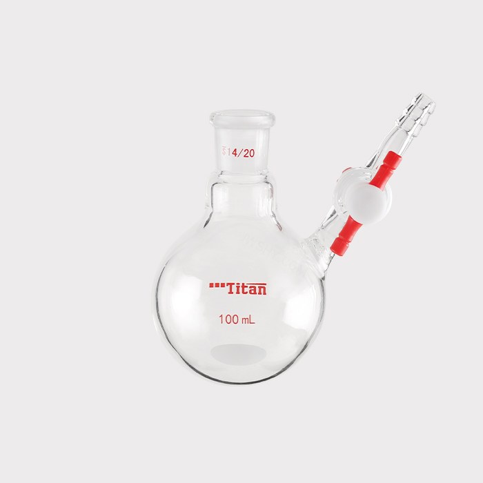 具侧管四氟节门反应瓶 磨口：14/20，100ml 特优级 - ACESUN艾斯琳
