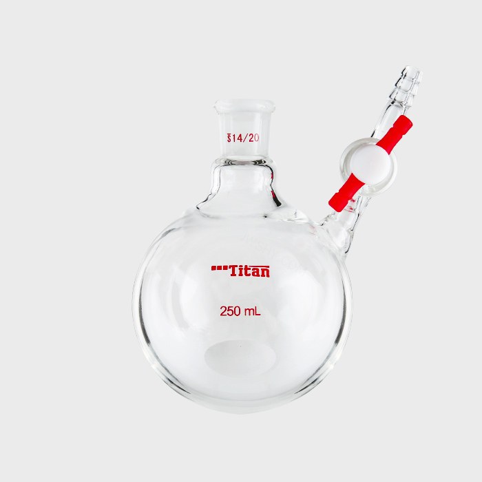 具侧管四氟节门反应瓶 磨口：14/20 250ml 特优级
