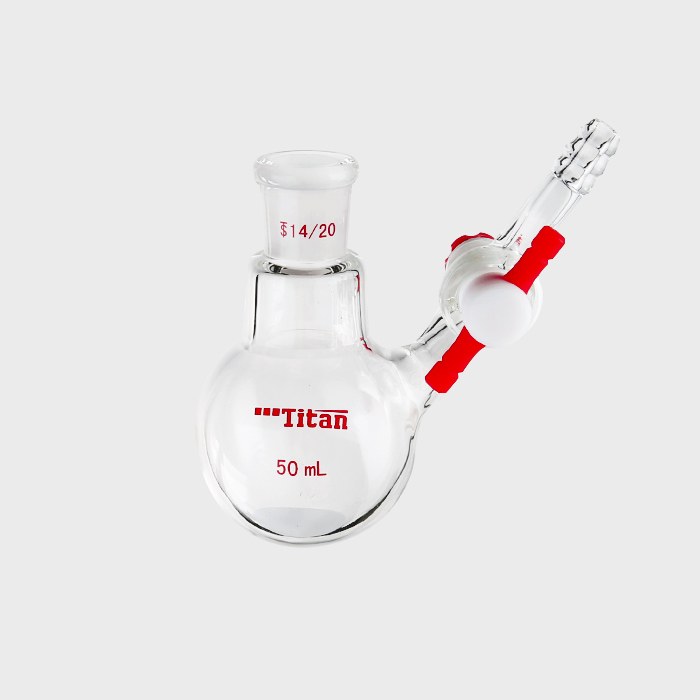 具侧管四氟节门反应瓶 磨口:14/20 50ml 特优级