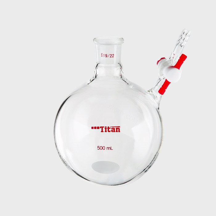 具侧管四氟节门反应瓶 磨口：19/22 500ml 特优级