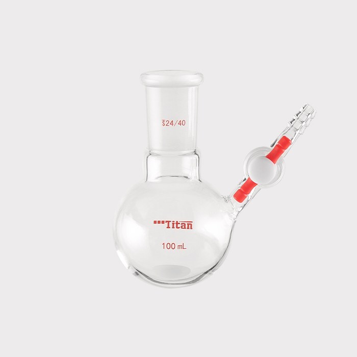 具侧管四氟节门反应瓶 磨口：24/40，100ml 特优级 - ACESUN艾斯琳