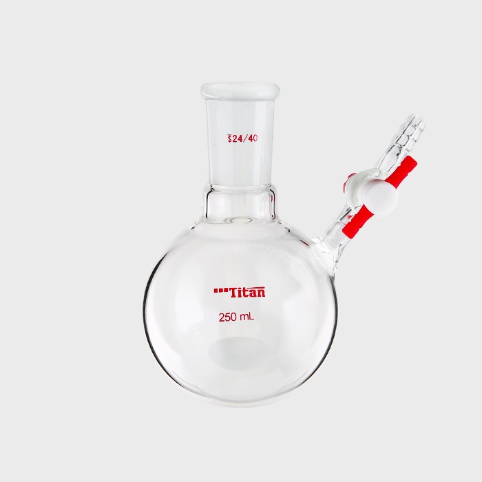 具侧管四氟节门反应瓶 磨口：24/40 250ml 特优级