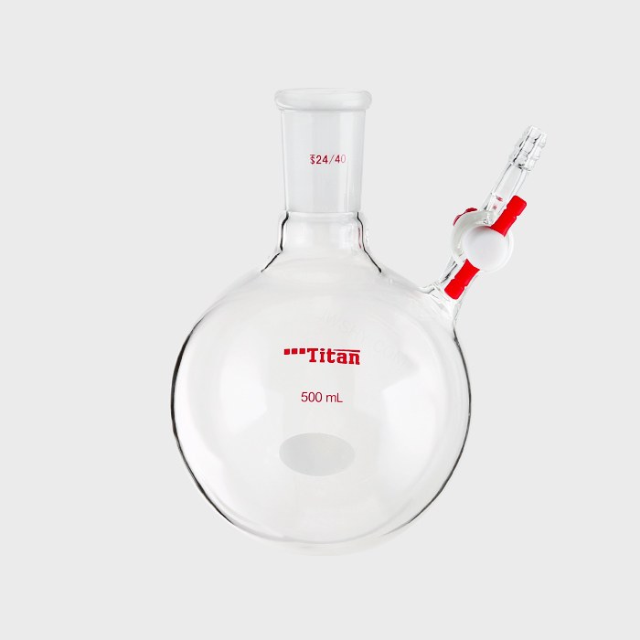 具侧管四氟节门反应瓶 磨口：24/40 500ml 特优级