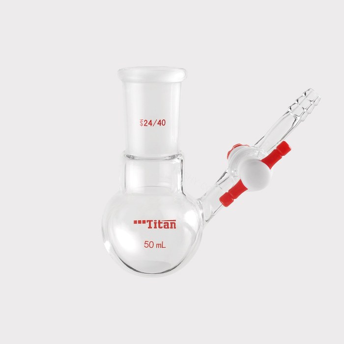 具侧管四氟节门反应瓶 磨口：24/40，50ml 特优级 - ACESUN艾斯琳