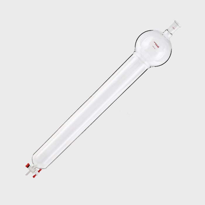 具存储球闪式层析柱 1000ml 外径：80mm 有效长度：610mm 四氟节门孔径：4mm 24/40 特优级