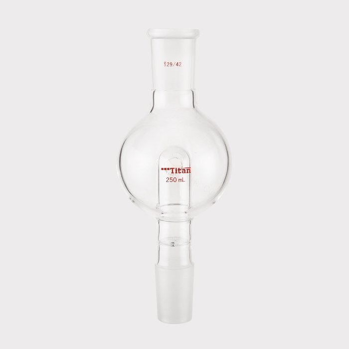 具孔玻板及回流孔的防溅球 上磨口：29/42，下磨口：29/42，250ml 特优级