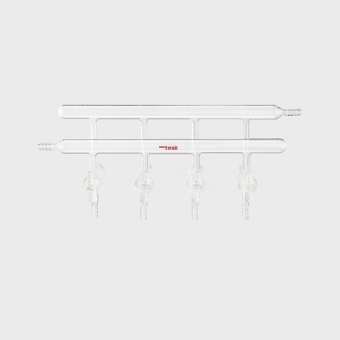 双排管真空气体分配器 具2mm玻璃节门 节门组数：4 总长度：375mm 特优级