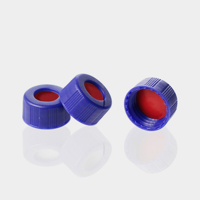9mm预组装蓝色开孔螺纹盖 带红PTFE/白色硅胶垫/红PTFE