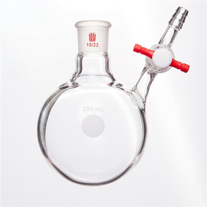 19/22口圆球形反应瓶 四氟节门 250ml - 欣维尔