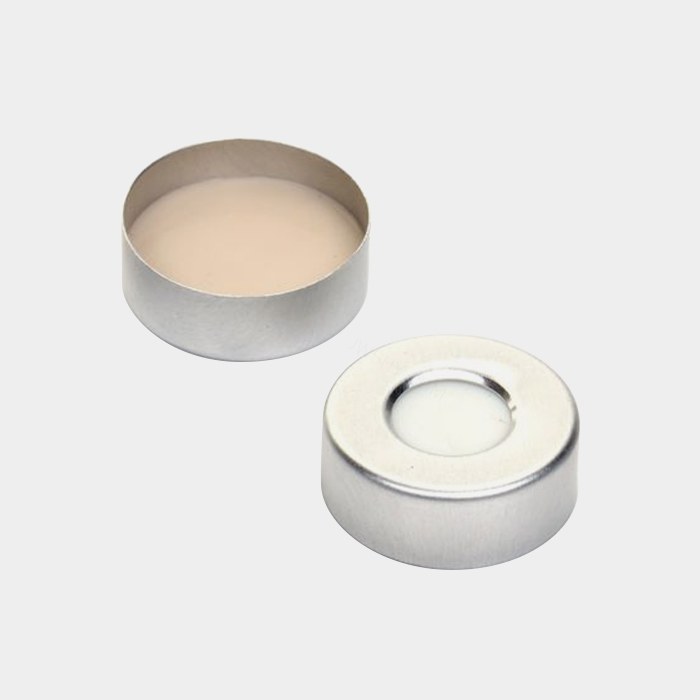 20mm预组装银色开孔钳口铝盖 带米色PTFE/白色硅胶垫，耐温上限250℃