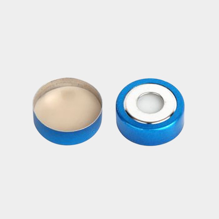 20mm预组装蓝色磁性开孔钳口铝盖 带米黄色PTFE/白色硅胶垫 - ACESUN艾斯琳