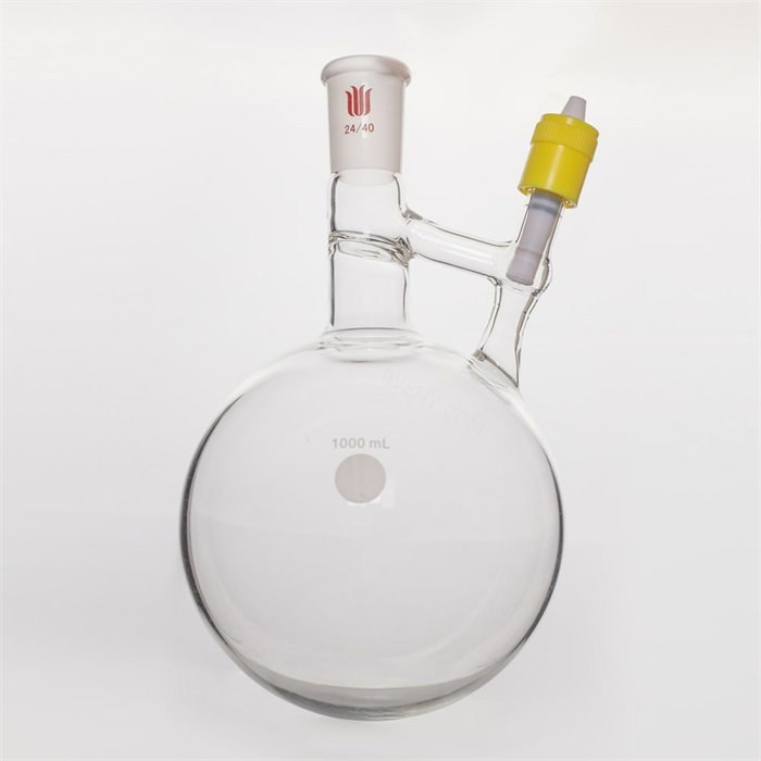 溶剂存储转移球瓶,磨口:24/40,1000ml,新型8mm高真空阀 容量(mL) 磨口 阀尺码 - 欣维尔