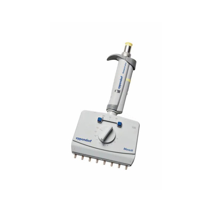 Eppendorf Research plus Move It 可调间距手动移液器 8通道 5-100ul 淡黄色 - Eppendorf/艾本德