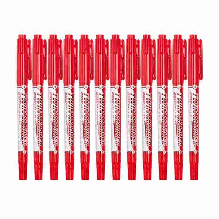 晨光 M&amp;G 赛美小双头记号笔 XPMV7403 细头1.5mm 极细头0.5mm (红色)