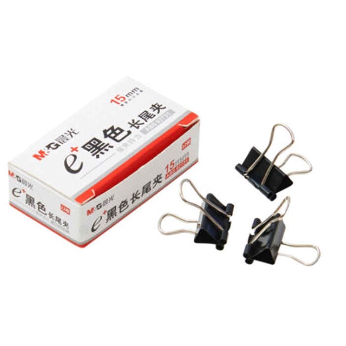 Eplus盒装黑色长尾夹 6号 15mm - 晨光