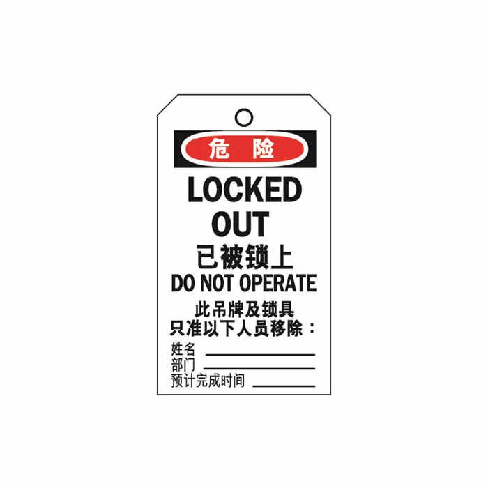 安全警示吊牌挂牌(危险 已被锁上)耐用型聚酯材料 8×15cm 10片装 - 安赛瑞/Safeware