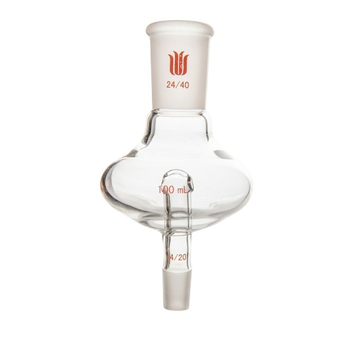 扁形防溅球,上磨口:24/40,下磨口:14/20,100ml - MANSWARE