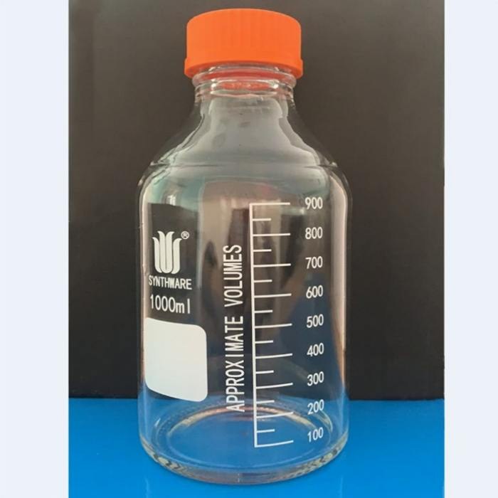 具螺纹口试剂瓶 1000ml GL45，标配橙色螺纹盖，含密封圈 - 欣维尔