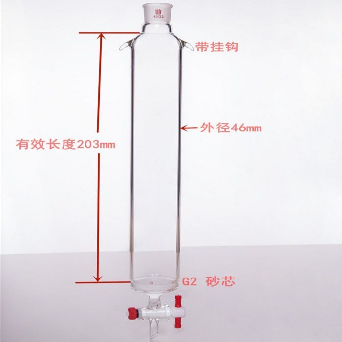 加耳 具砂板层析柱,&phi;46mm,有效长254mm,节门孔径:2mm,19/22 - 欣维尔