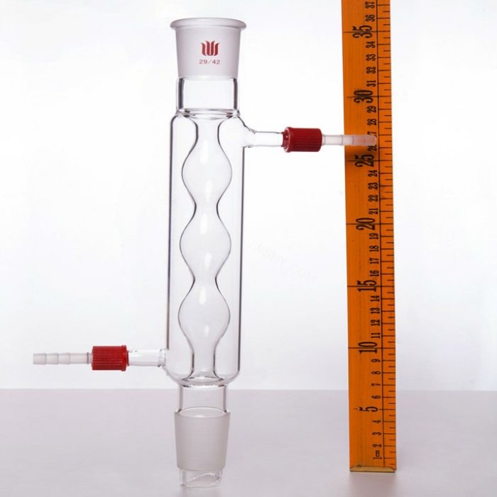 球型冷凝器,具可拆式小咀,29/42,夹层长200mm,&phi;8mm小咀 - 欣维尔