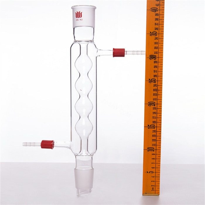 球型冷凝器,具可拆式小咀,29/42,夹层长250mm,φ8mm小咀